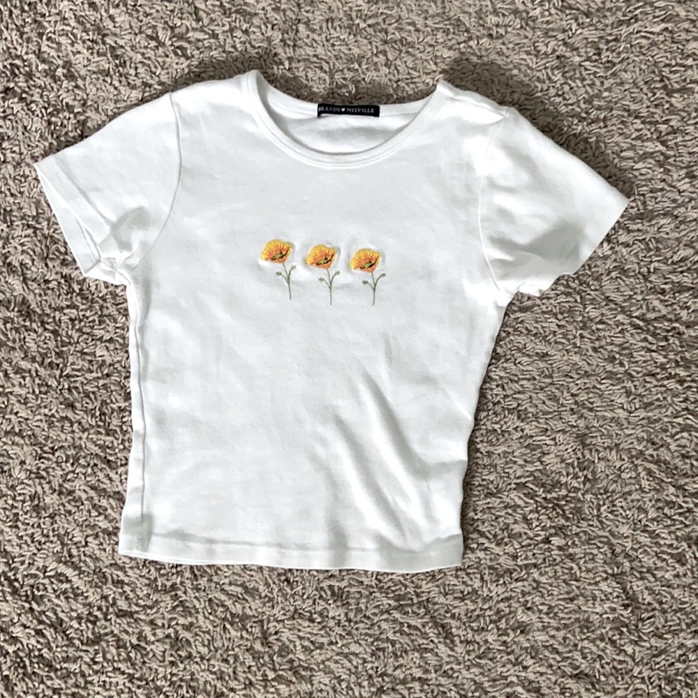 White crop top with flowers